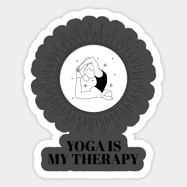 Yoga is my therapy Sticker by MadMariposa